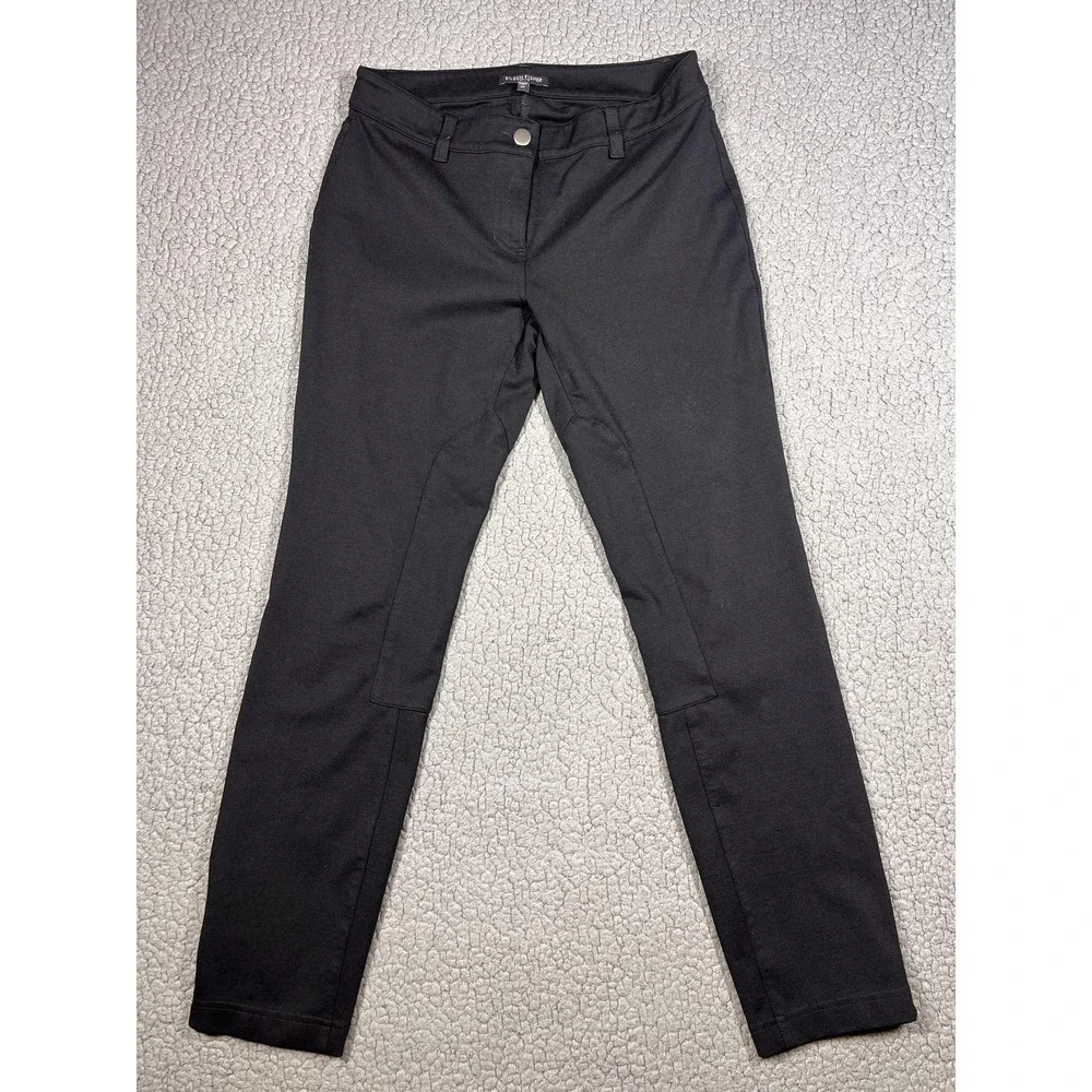 Eileen Fisher Pants Womens PP Black Ponte Skinny Ankle Zip‎ Pockets Stretch